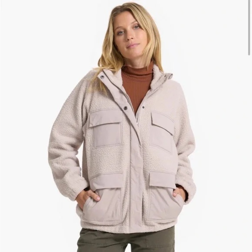 Vuori Plush Sherpa Utility Jacket - Light Taupe/crean